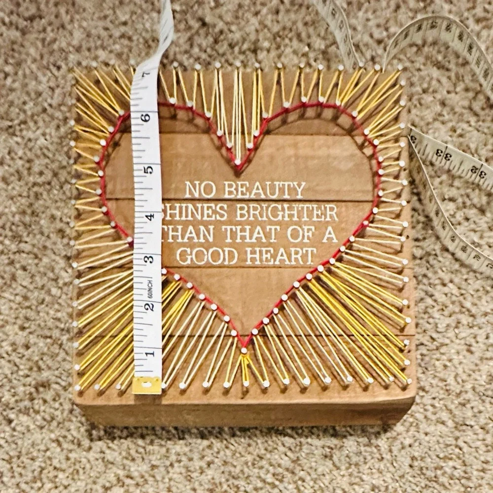 Primitives by Kathy Heart String Art Box Sign Wall Decor 7x7